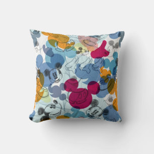 Mickey & Friends   Mouse Head Sketch Pattern Throw Pillow