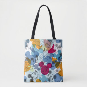 Mickey & Friends   Mouse Head Sketch Pattern Tote Bag