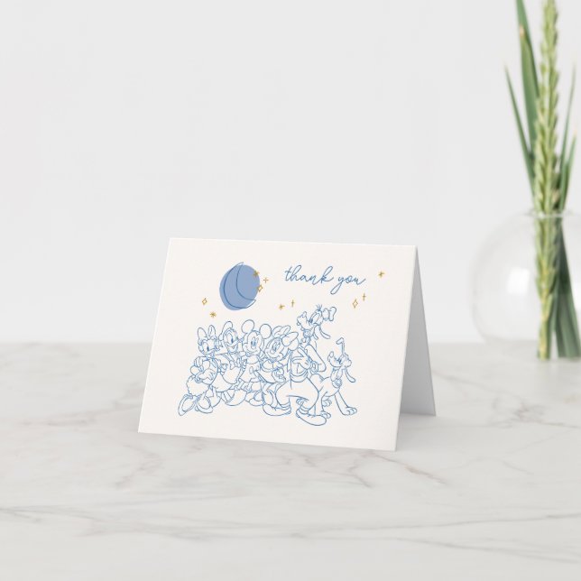 Mickey & Friends Over the Moon - Boy Baby Shower Thank You Card (Front)
