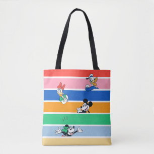 Mickey & Friends Pop-Out Color Striped Graphic Tote Bag
