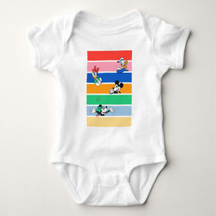 Mickey & Friends Pop-Out Colour Striped Graphic Baby Bodysuit