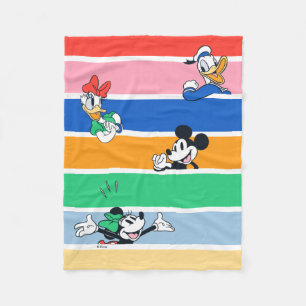 Mickey & Friends Pop-Out Colour Striped Graphic Fleece Blanket