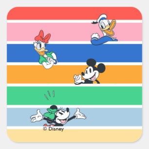 Mickey & Friends Pop-Out Colour Striped Graphic Square Sticker