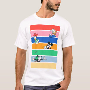 Mickey & Friends Pop-Out Colour Striped Graphic T-Shirt