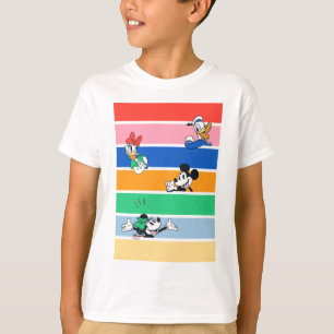 Mickey & Friends Pop-Out Colour Striped Graphic T-Shirt