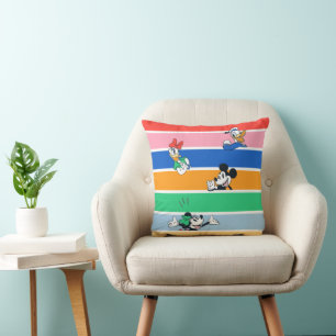Mickey & Friends Pop-Out Colour Striped Graphic Throw Pillow