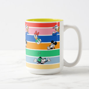 Mickey & Friends Pop-Out Colour Striped Graphic Two-Tone Coffee Mug