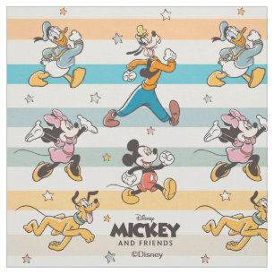Mickey & Friends Retro Stars and Stripes Graphic Fabric
