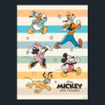 Mickey & Friends Retro Stars and Stripes Graphic Poster<br><div class="desc">Get ready for adventure with the whole crew! This vibrant "Mickey and Friends" design features the iconic Fab Five—Mickey, Minnie, Donald, Goofy, and Pluto—striding forward in a classic, retro art style. Accented with playful stars and a backdrop of stylish, muted stripes, this graphic captures the timeless joy of Disney friendship....</div>