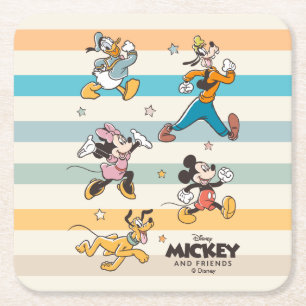 Mickey & Friends Retro Stars and Stripes Graphic Square Paper Coaster