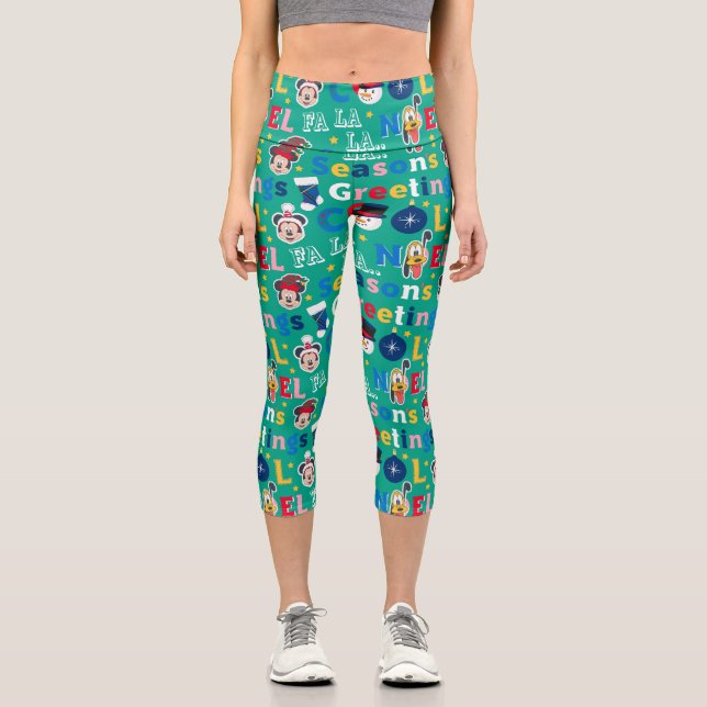 Mickey & Friends | Season's Greetings Pattern Capri Leggings (Front)
