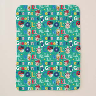Mickey & Friends   Season's Greetings Pattern Sherpa Blanket