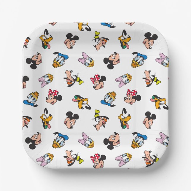 Mickey & Friends Smiling Faces Pattern Paper Plate (Front)