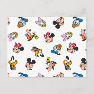 Mickey & Friends Smiling Faces Pattern Postcard