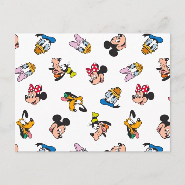 Mickey & Friends Smiling Faces Pattern Postcard (Front)