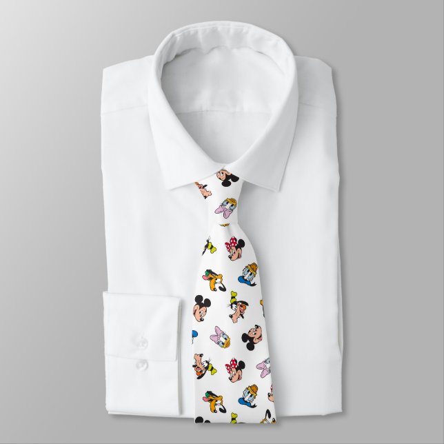 Mickey & Friends Smiling Faces Pattern Tie (Tied)