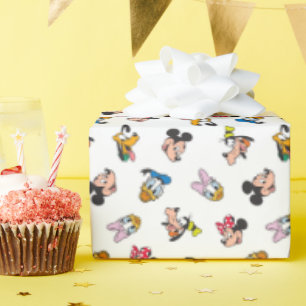 Mickey & Friends Smiling Faces Pattern Wrapping Paper
