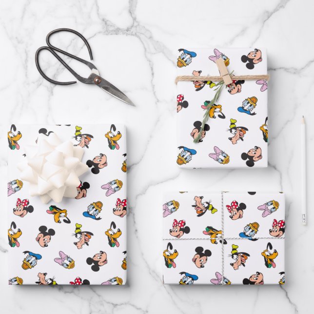 Mickey & Friends Smiling Faces Pattern Wrapping Paper Sheet (Front)