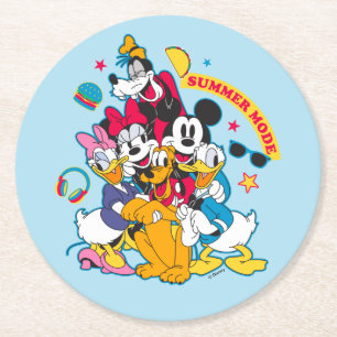 Mickey & Friends   Summer Mode Fun Round Paper Coaster