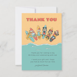 Mickey & Friends Surf's Up Birthday Thank You Card