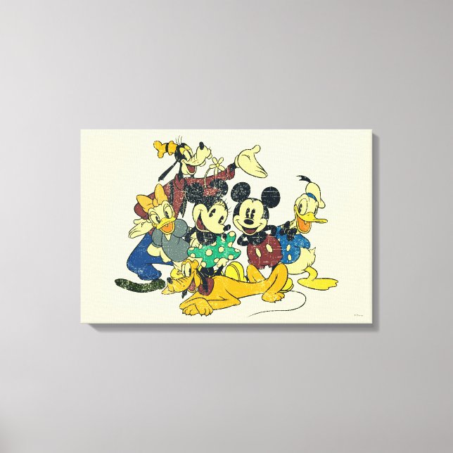 Mickey & Friends | Vintage Hug Canvas Print (Front)