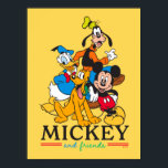 Mickey & Friends Vintage Squad Graphic Poster<br><div class="desc">Celebrate the magic of friendship with this cheerful Mickey & Friends graphic! Featuring a classic, hand-drawn art style, this design brings Mickey Mouse, Donald Duck, Goofy, and Pluto together in a heartwarming group pose. Set against a vibrant, sunny yellow backdrop with a retro-inspired "Mickey and Friends" logo, this design radiates...</div>