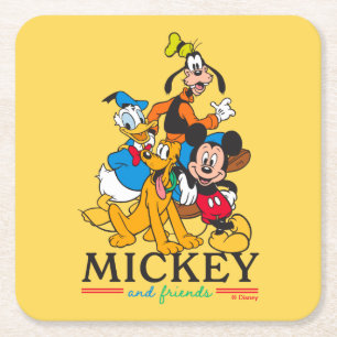Mickey & Friends Vintage Squad Graphic Square Paper Coaster