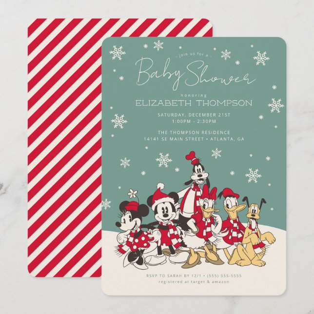 Mickey & Friends Winter Baby Shower Invitation (Front/Back)