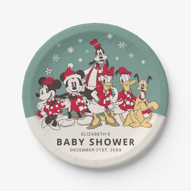 Mickey & Friends Winter Baby Shower Paper Plate (Front)