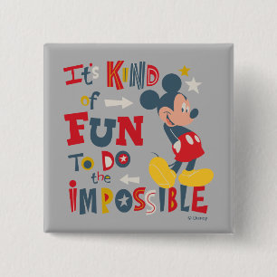 Mickey   Fun To Do The Impossible 2 Inch Square Button
