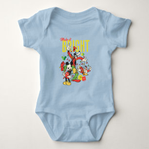Mickey, Goofy, Donald Make it Bright Baby Bodysuit