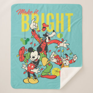 Mickey, Goofy, Donald   Make it Bright Sherpa Blanket