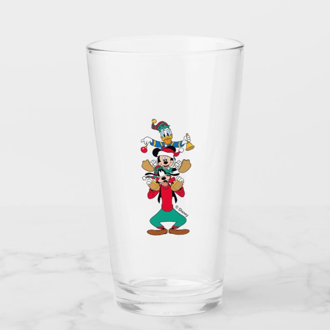 Mickey, Goofy & Donald | Ready for Christmas Glass (Front)