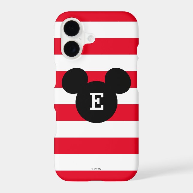 Mickey Head Silhouette Striped Pattern | Monogram (Back)