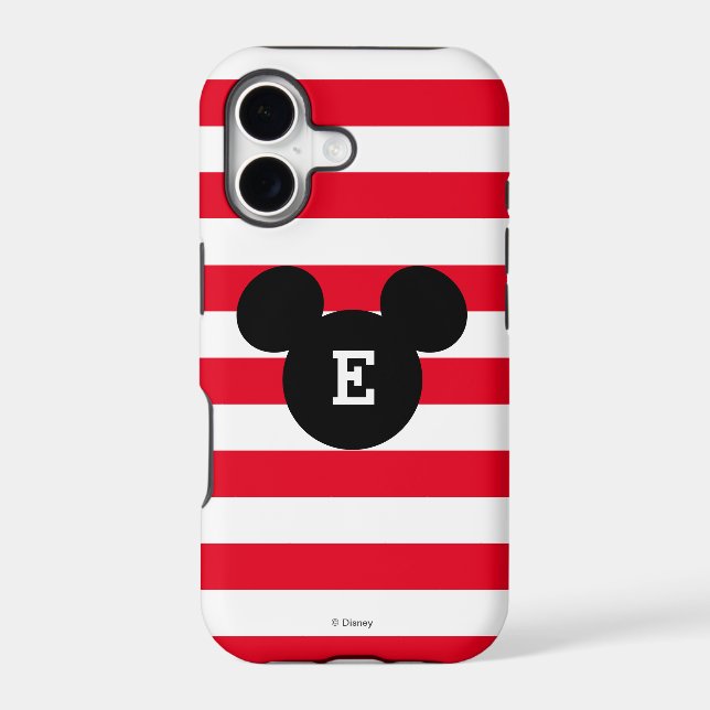 Mickey Head Silhouette Striped Pattern | Monogram (Back)