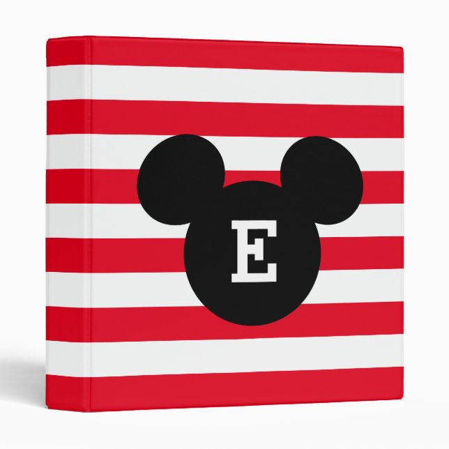 Mickey Head Silhouette Striped Pattern | Monogram Binder (Front/Spine)