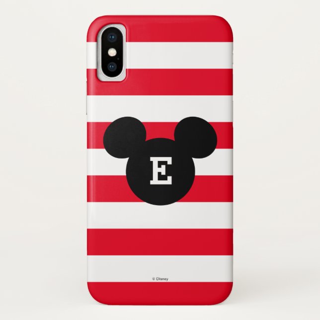 Mickey Head Silhouette Striped Pattern | Monogram Case-Mate iPhone Case (Back)