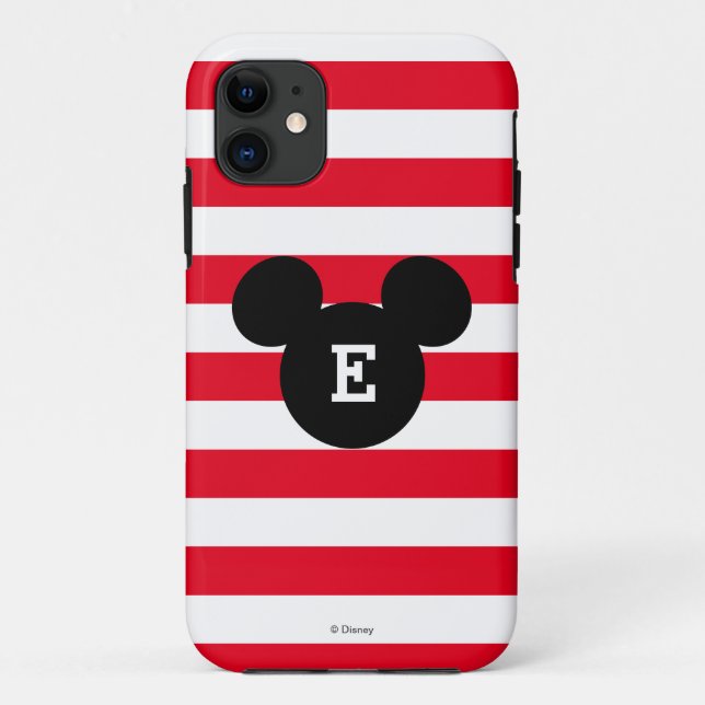 Mickey Head Silhouette Striped Pattern | Monogram Case-Mate iPhone Case (Back)