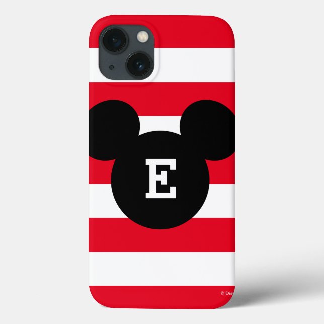 Mickey Head Silhouette Striped Pattern | Monogram Case-Mate iPhone Case (Back)