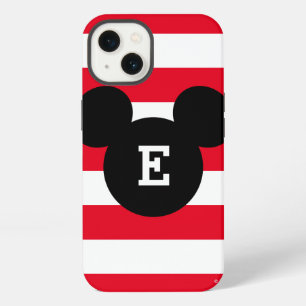 Mickey Head Silhouette Striped Pattern   Monogram iPhone 13 Case