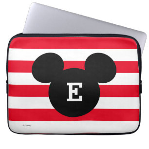 Mickey Head Silhouette Striped Pattern   Monogram Laptop Sleeve