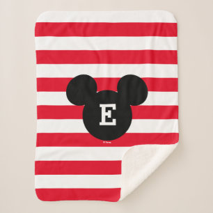 Mickey Head Silhouette Striped Pattern   Monogram Sherpa Blanket