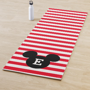 Mickey Head Silhouette Striped Pattern   Monogram Yoga Mat