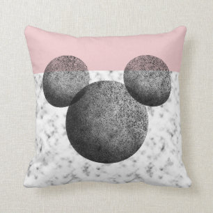 Mickey Icon   Pink & Marble Throw Pillow
