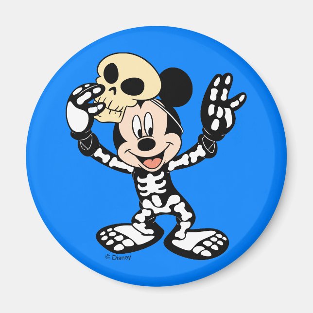 Mickey in Halloween Skeleton Costume Magnet (Front)
