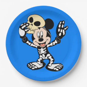 Mickey in Halloween Skeleton Costume Paper Plate