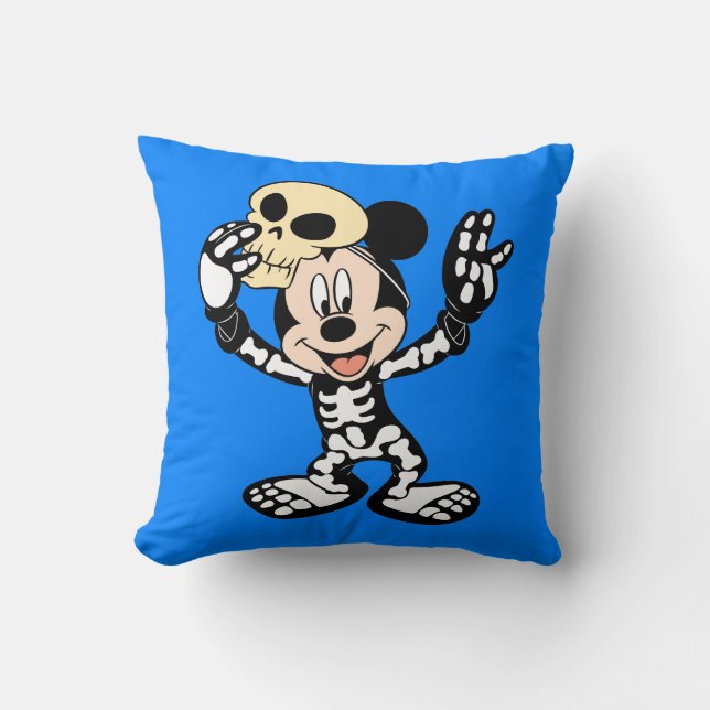 Mickey in Halloween Skeleton Costume Throw Pillow (Front)