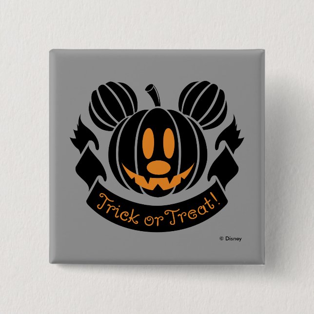 Mickey Jack-o'-Lantern | Trick or Treat 2 Inch Square Button (Front)