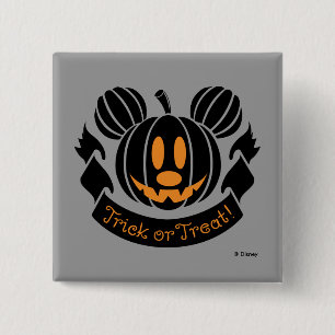Mickey Jack-o'-Lantern Trick or Treat 2 Inch Square Button