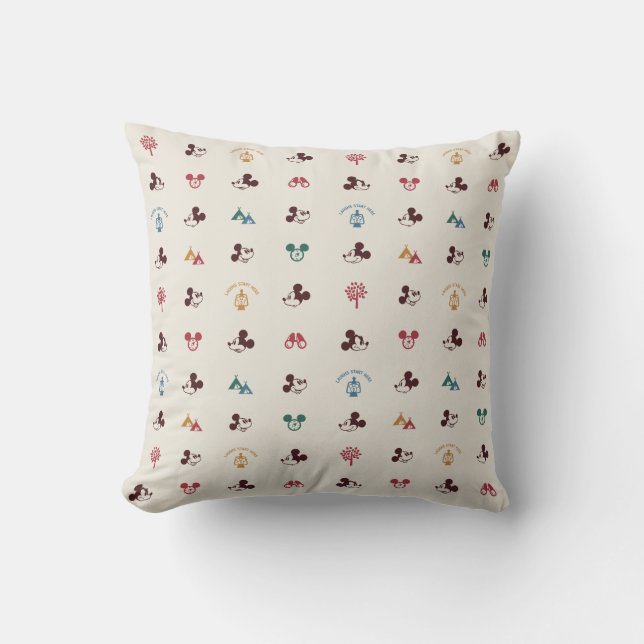Mickey | Laughs Start Here Pattern Throw Pillow (Front)